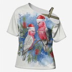 Australia Christmas Cross Shoulder Shirt Aussie Galah Santa Watercolor Style - Aussie Hoodie
