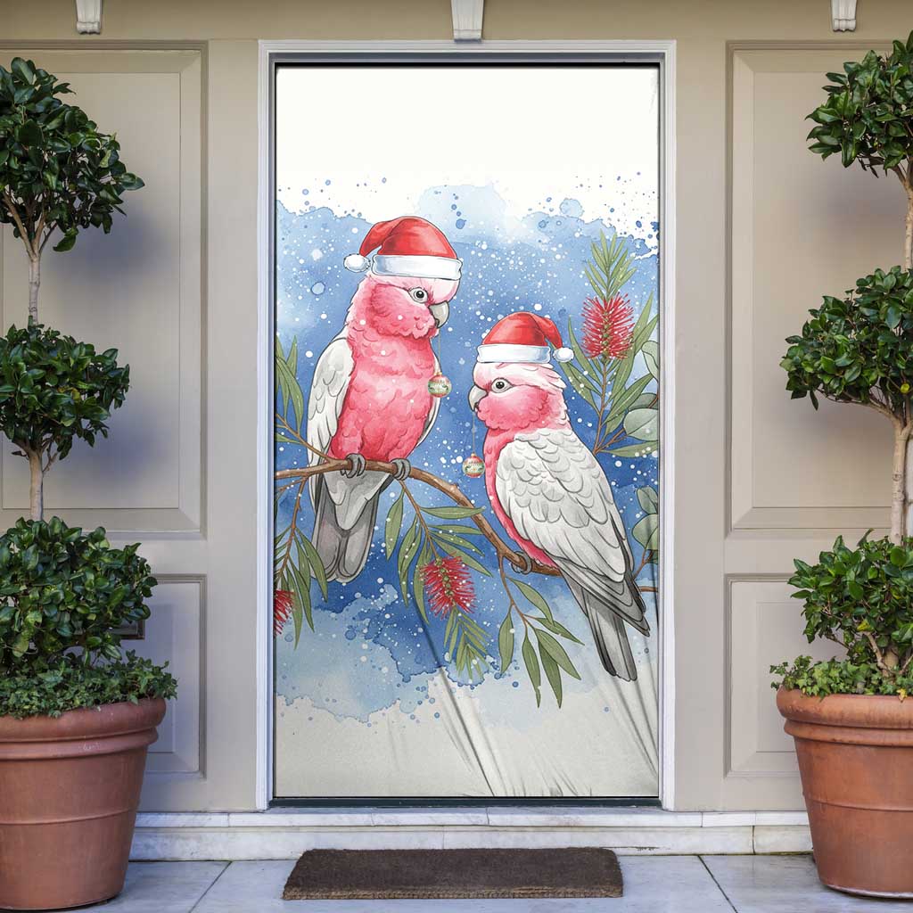 Australia Christmas Door Cover Aussie Galah Santa Watercolor Style - Aussie Hoodie
