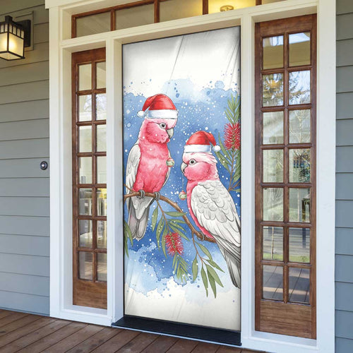 Australia Christmas Door Cover Aussie Galah Santa Watercolor Style - Aussie Hoodie
