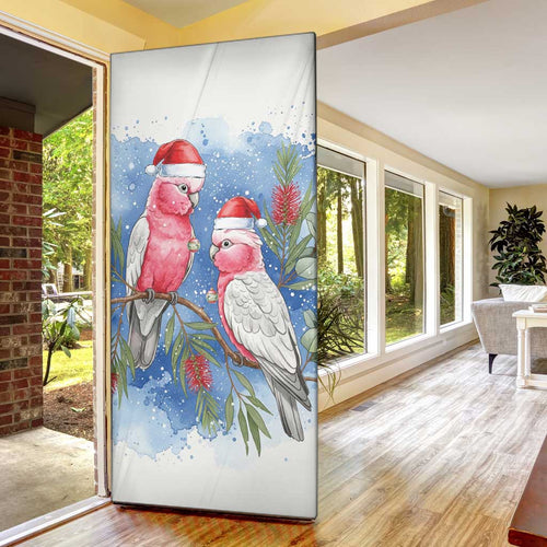 Australia Christmas Door Cover Aussie Galah Santa Watercolor Style - Aussie Hoodie