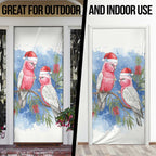 Australia Christmas Door Cover Aussie Galah Santa Watercolor Style - Aussie Hoodie