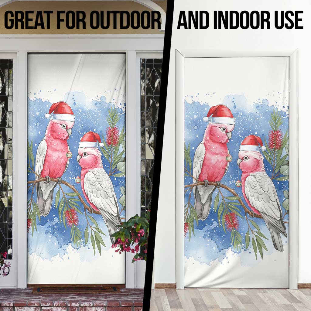 Australia Christmas Door Cover Aussie Galah Santa Watercolor Style - Aussie Hoodie