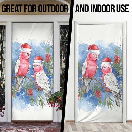 Australia Christmas Door Cover Aussie Galah Santa Watercolor Style - Aussie Hoodie