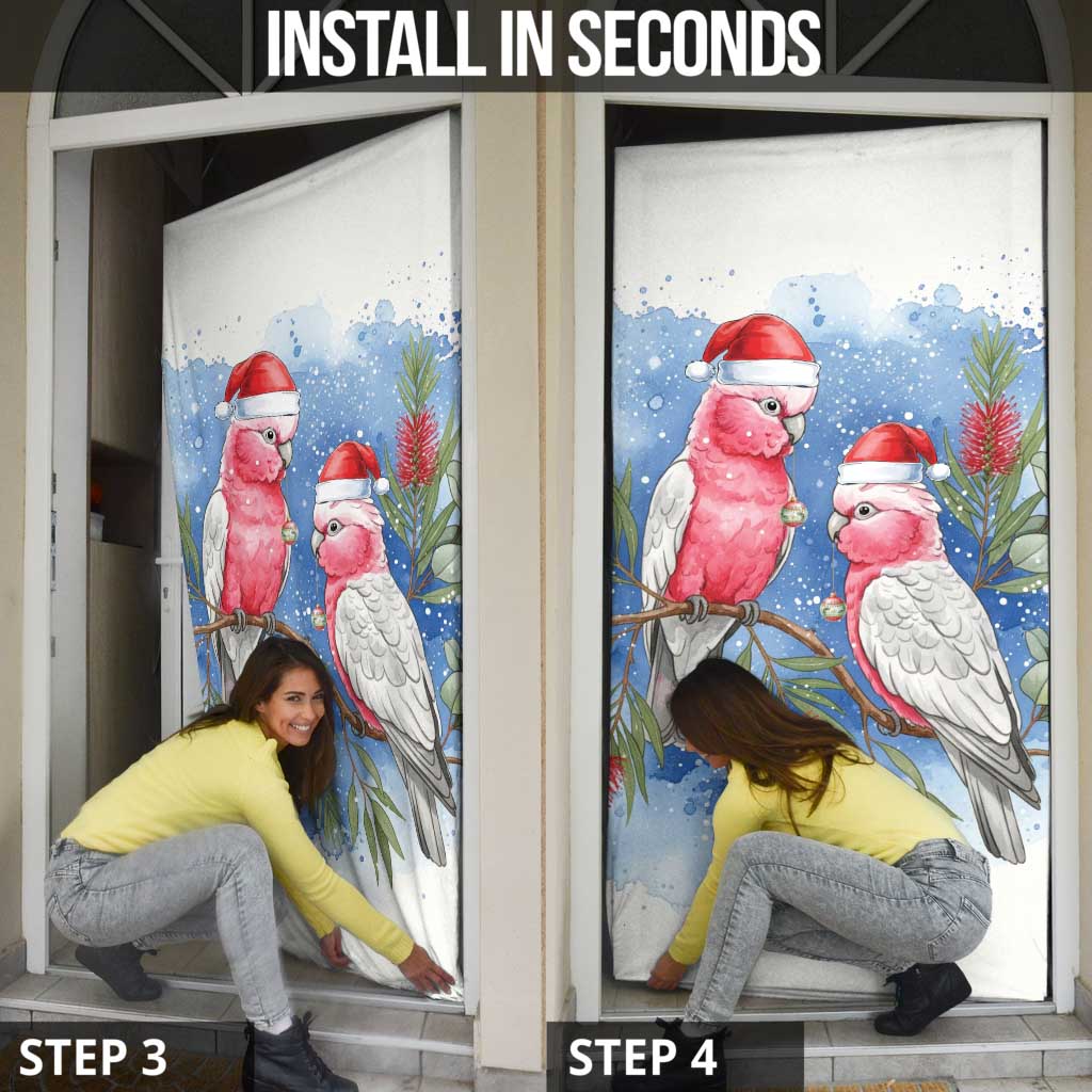 Australia Christmas Door Cover Aussie Galah Santa Watercolor Style - Aussie Hoodie