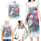 Australia Christmas Family Matching Long Sleeve Bodycon Dress and Hawaiian Shirt Aussie Galah Santa Watercolor Style - Aussie Hoodie