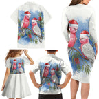Australia Christmas Family Matching Long Sleeve Bodycon Dress and Hawaiian Shirt Aussie Galah Santa Watercolor Style - Aussie Hoodie