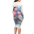 Australia Christmas Family Matching Long Sleeve Bodycon Dress and Hawaiian Shirt Aussie Galah Santa Watercolor Style - Aussie Hoodie