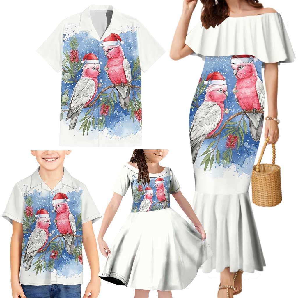 Australia Christmas Family Matching Mermaid Dress and Hawaiian Shirt Aussie Galah Santa Watercolor Style - Aussie Hoodie