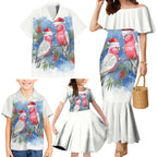 Australia Christmas Family Matching Mermaid Dress and Hawaiian Shirt Aussie Galah Santa Watercolor Style - Aussie Hoodie