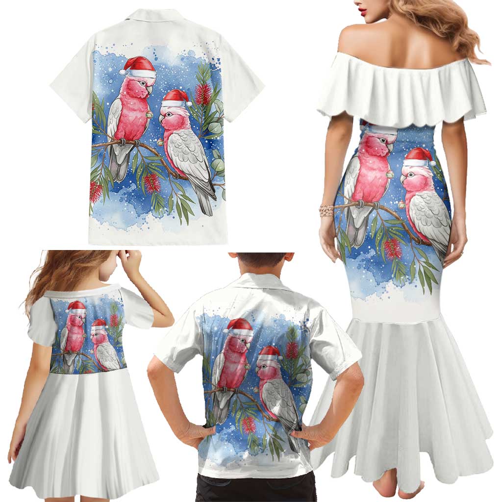 Australia Christmas Family Matching Mermaid Dress and Hawaiian Shirt Aussie Galah Santa Watercolor Style - Aussie Hoodie