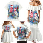 Australia Christmas Family Matching Mermaid Dress and Hawaiian Shirt Aussie Galah Santa Watercolor Style - Aussie Hoodie