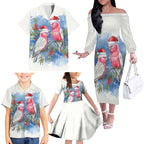 Australia Christmas Family Matching Off The Shoulder Long Sleeve Dress and Hawaiian Shirt Aussie Galah Santa Watercolor Style - Aussie Hoodie