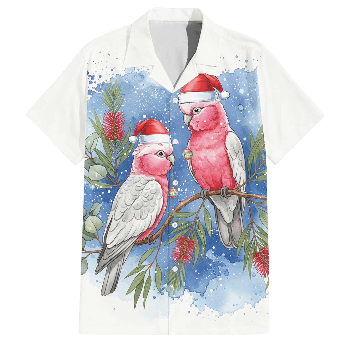 Australia Christmas Family Matching Off The Shoulder Long Sleeve Dress and Hawaiian Shirt Aussie Galah Santa Watercolor Style - Aussie Hoodie