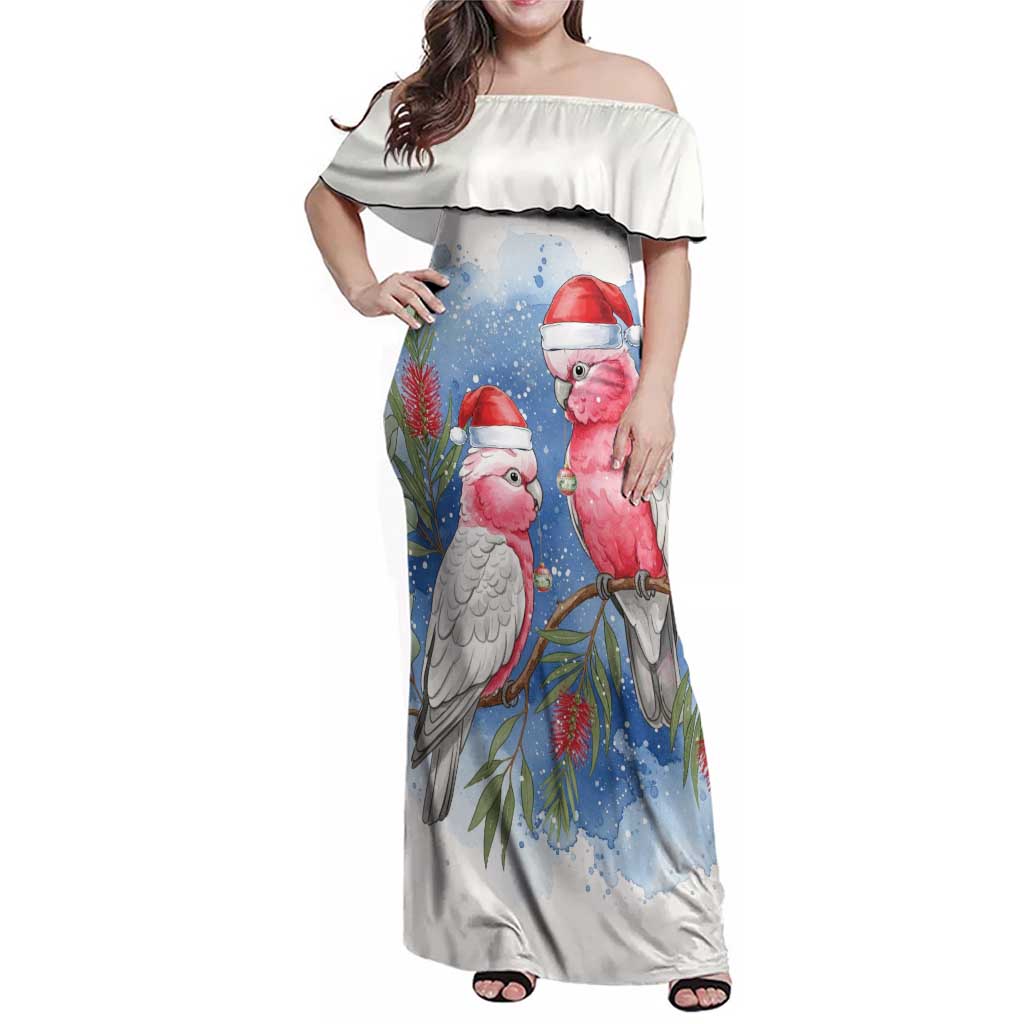 Australia Christmas Family Matching Off Shoulder Maxi Dress and Hawaiian Shirt Aussie Galah Santa Watercolor Style - Aussie Hoodie
