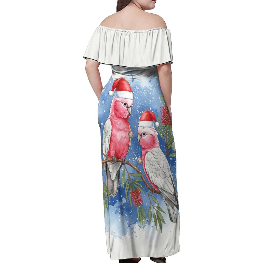 Australia Christmas Family Matching Off Shoulder Maxi Dress and Hawaiian Shirt Aussie Galah Santa Watercolor Style - Aussie Hoodie