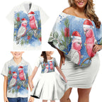 Australia Christmas Family Matching Off Shoulder Short Dress and Hawaiian Shirt Aussie Galah Santa Watercolor Style - Aussie Hoodie