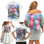 Australia Christmas Family Matching Off Shoulder Short Dress and Hawaiian Shirt Aussie Galah Santa Watercolor Style - Aussie Hoodie