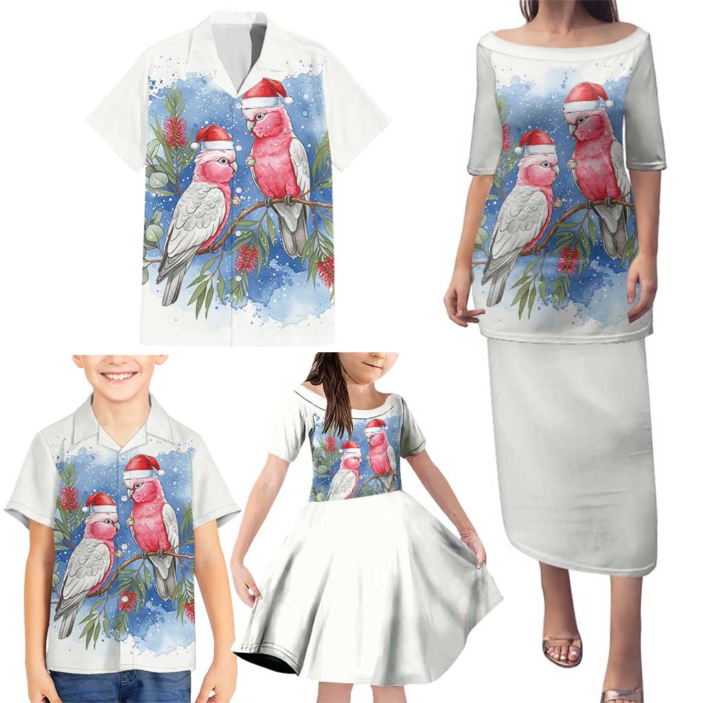 Australia Christmas Family Matching Puletasi and Hawaiian Shirt Aussie Galah Santa Watercolor Style - Aussie Hoodie