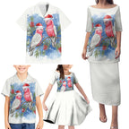 Australia Christmas Family Matching Puletasi and Hawaiian Shirt Aussie Galah Santa Watercolor Style - Aussie Hoodie