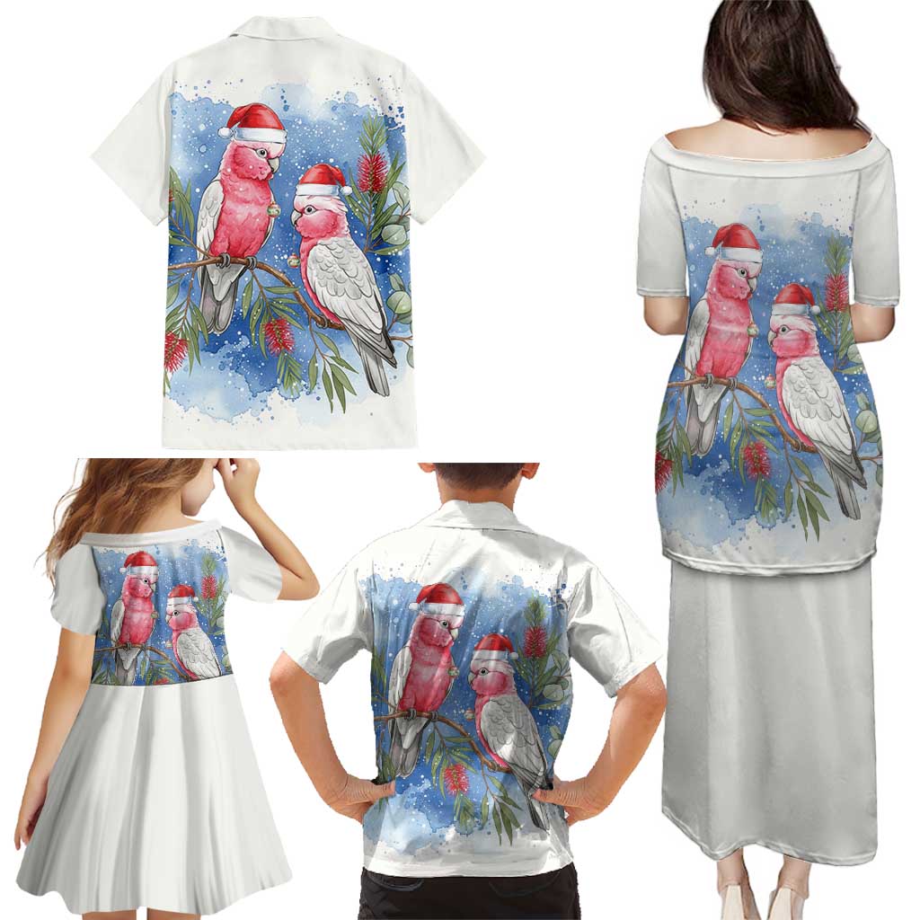 Australia Christmas Family Matching Puletasi and Hawaiian Shirt Aussie Galah Santa Watercolor Style - Aussie Hoodie