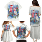 Australia Christmas Family Matching Puletasi and Hawaiian Shirt Aussie Galah Santa Watercolor Style - Aussie Hoodie
