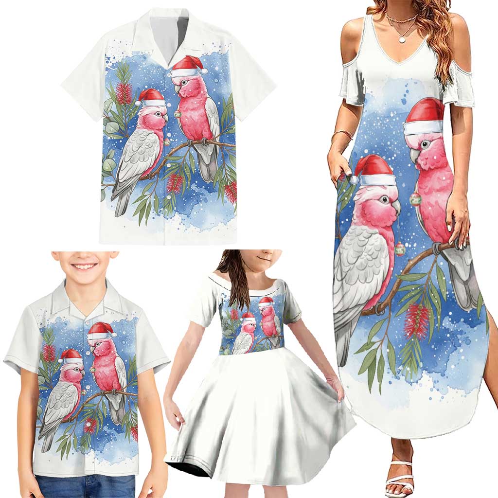 Australia Christmas Family Matching Summer Maxi Dress and Hawaiian Shirt Aussie Galah Santa Watercolor Style - Aussie Hoodie