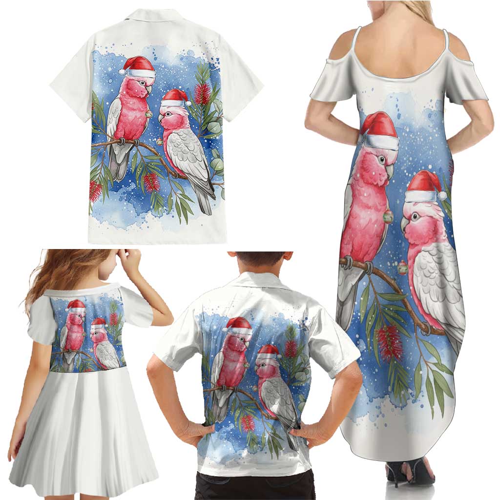 Australia Christmas Family Matching Summer Maxi Dress and Hawaiian Shirt Aussie Galah Santa Watercolor Style - Aussie Hoodie