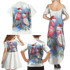Australia Christmas Family Matching Summer Maxi Dress and Hawaiian Shirt Aussie Galah Santa Watercolor Style - Aussie Hoodie