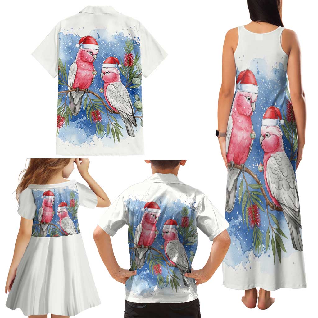 Australia Christmas Family Matching Tank Maxi Dress and Hawaiian Shirt Aussie Galah Santa Watercolor Style - Aussie Hoodie