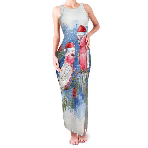 Australia Christmas Family Matching Tank Maxi Dress and Hawaiian Shirt Aussie Galah Santa Watercolor Style - Aussie Hoodie