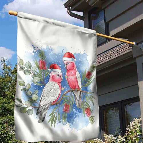 Australia Christmas Garden Flag Aussie Galah Santa Watercolor Style - Aussie Hoodie