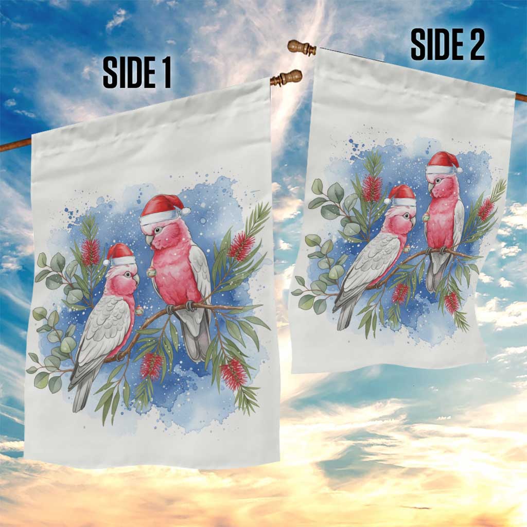Australia Christmas Garden Flag Aussie Galah Santa Watercolor Style - Aussie Hoodie