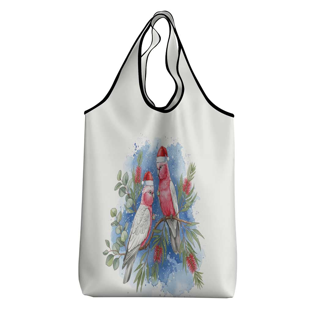 Australia Christmas Grocery Bag Aussie Galah Santa Watercolor Style - Aussie Hoodie