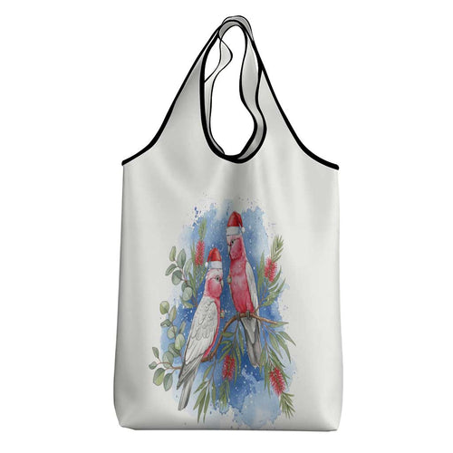 Australia Christmas Grocery Bag Aussie Galah Santa Watercolor Style - Aussie Hoodie