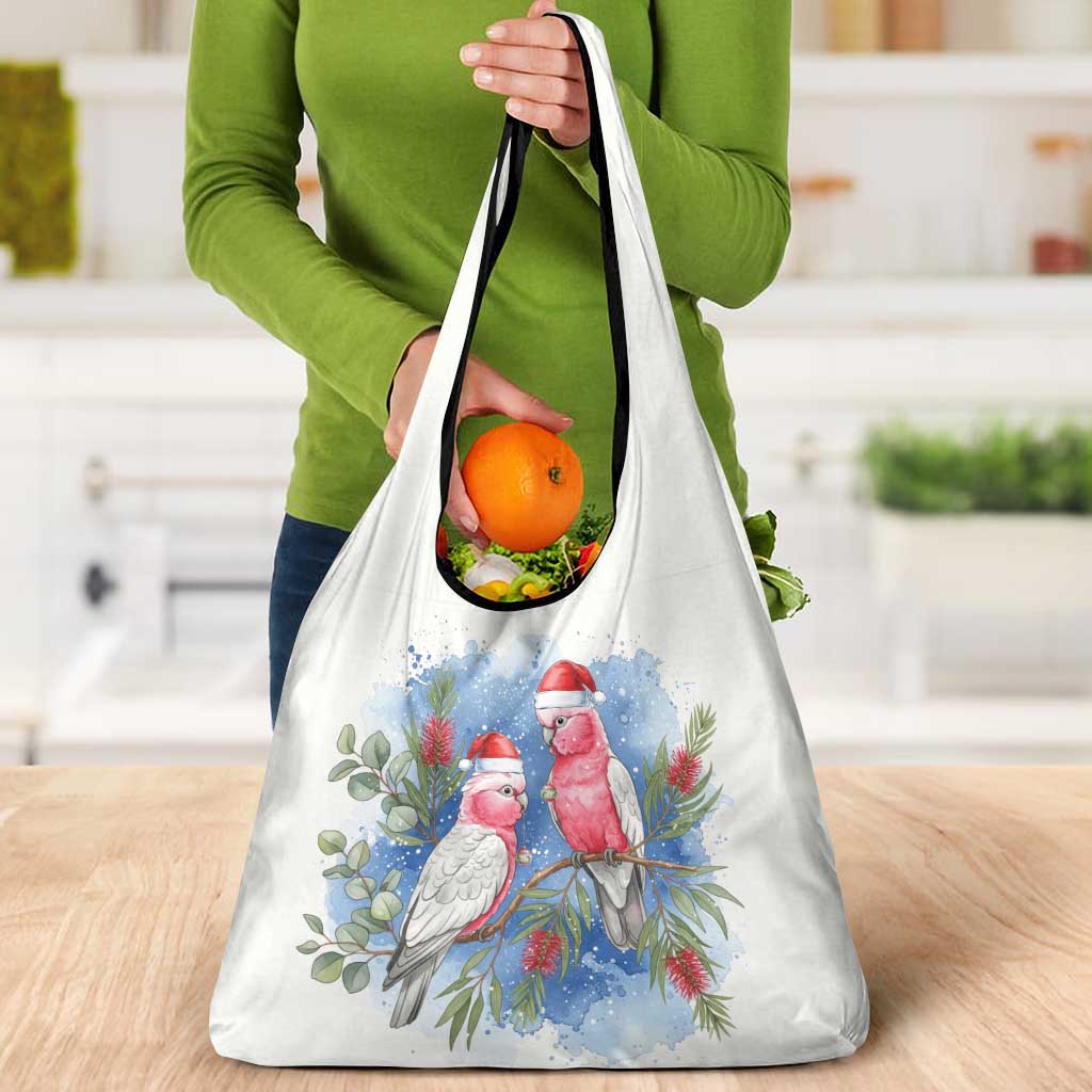 Australia Christmas Grocery Bag Aussie Galah Santa Watercolor Style - Aussie Hoodie