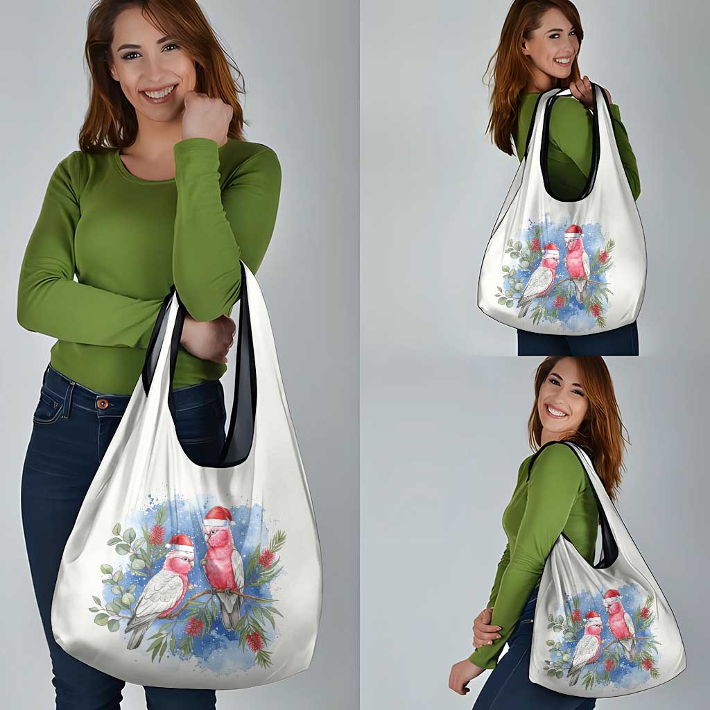 Australia Christmas Grocery Bag Aussie Galah Santa Watercolor Style - Aussie Hoodie
