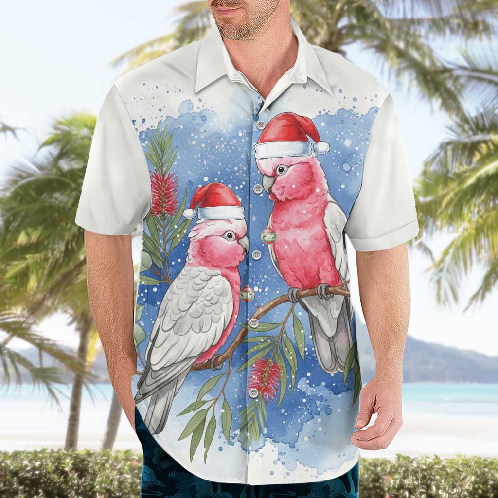 Australia Christmas Hawaiian Shirt Aussie Galah Santa Watercolor Style - Aussie Hoodie