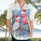Australia Christmas Hawaiian Shirt Aussie Galah Santa Watercolor Style - Aussie Hoodie