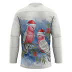 Australia Christmas Hockey Jersey Aussie Galah Santa Watercolor Style - Aussie Hoodie