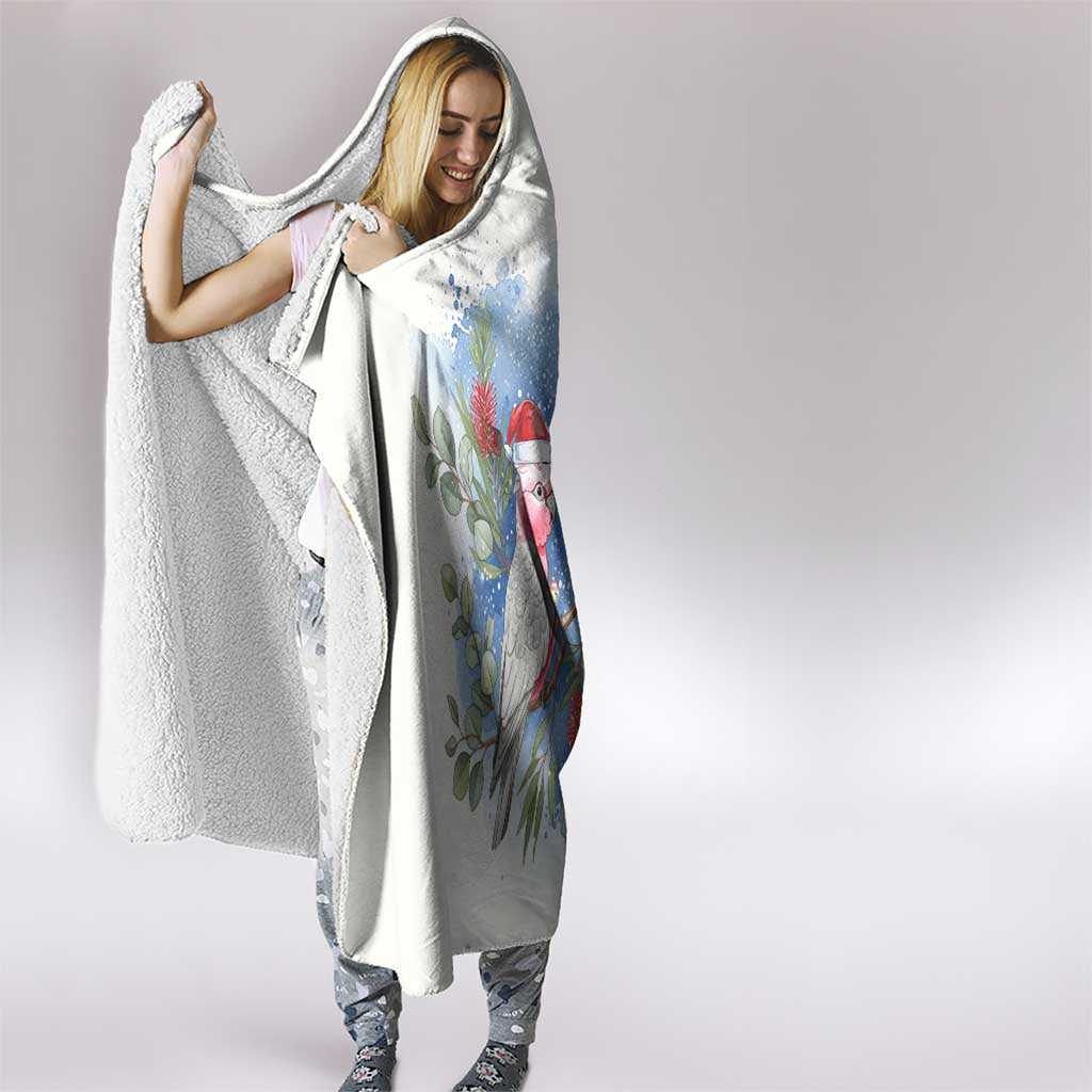 Australia Christmas Hooded Blanket Aussie Galah Santa Watercolor Style - Aussie Hoodie