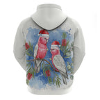 Australia Christmas Hoodie Aussie Galah Santa Watercolor Style - Aussie Hoodie