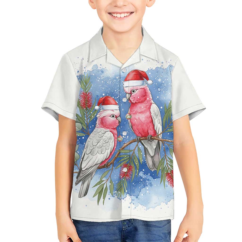 Australia Christmas Kid Hawaiian Shirt Aussie Galah Santa Watercolor Style - Aussie Hoodie