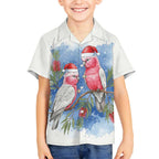 Australia Christmas Kid Hawaiian Shirt Aussie Galah Santa Watercolor Style - Aussie Hoodie