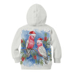 Australia Christmas Kid Hoodie Aussie Galah Santa Watercolor Style - Aussie Hoodie