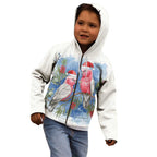 Australia Christmas Kid Hoodie Aussie Galah Santa Watercolor Style - Aussie Hoodie