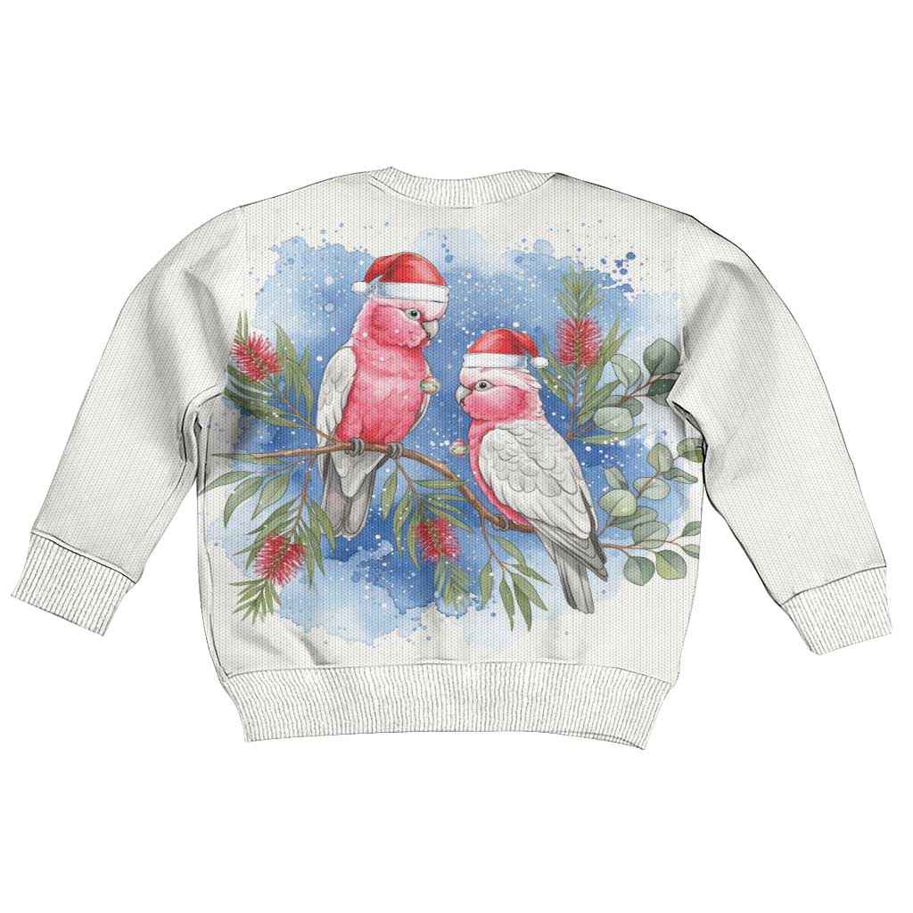 Australia Christmas Kid Ugly Christmas Sweater Aussie Galah Santa Watercolor Style - Aussie Hoodie