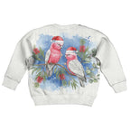 Australia Christmas Kid Ugly Christmas Sweater Aussie Galah Santa Watercolor Style - Aussie Hoodie