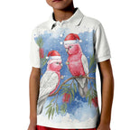 Australia Christmas Kid Polo Shirt Aussie Galah Santa Watercolor Style - Aussie Hoodie