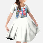 Australia Christmas Kid Short Sleeve Dress Aussie Galah Santa Watercolor Style - Aussie Hoodie