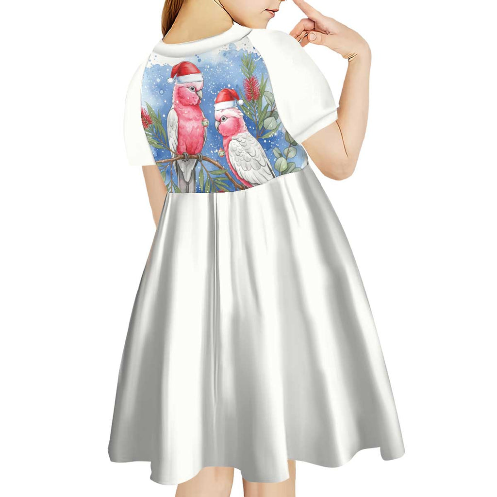 Australia Christmas Kid Short Sleeve Dress Aussie Galah Santa Watercolor Style - Aussie Hoodie
